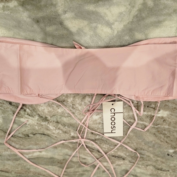 NWT Choosy Light Pink Tie-Front Strapless Corset Crop Top Size 12 - Picture 6 of 9
